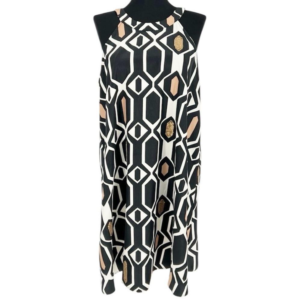 NWT Tori Richard Halter Geometric Sequin‎ Shift Kristi Dress Size 8